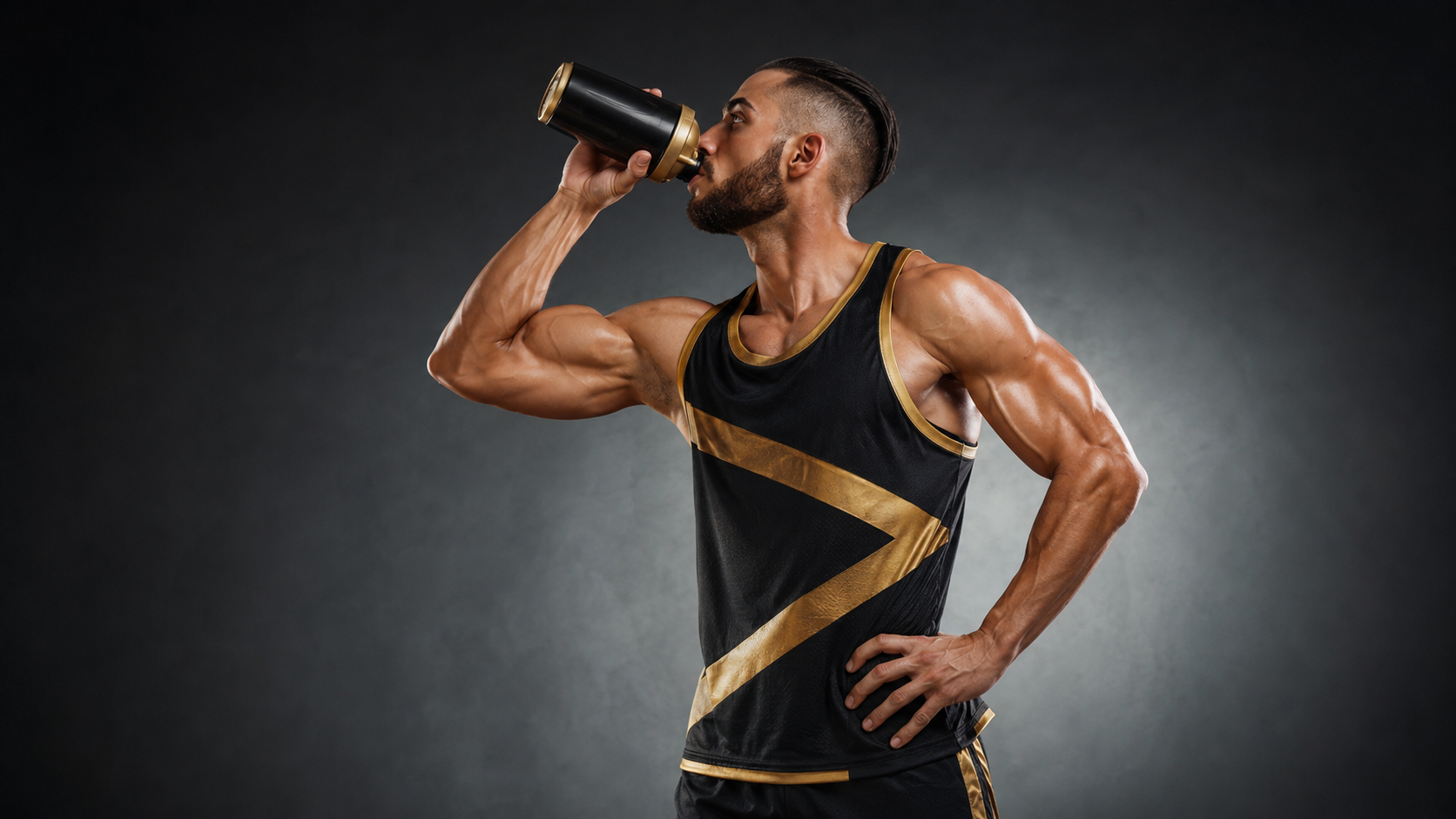 Atleta tomando un batido de whey protein blend después de entrenar